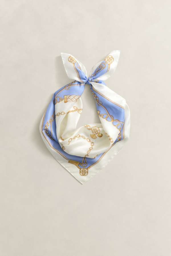 SÁL GANT CHAIN PRINT SILK SCARF PALACE BLUE
