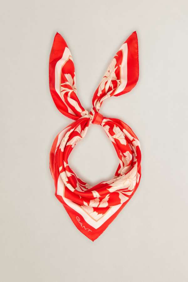 SÁL GANT FLORAL PRINT SILK SCARF PERFECT RED