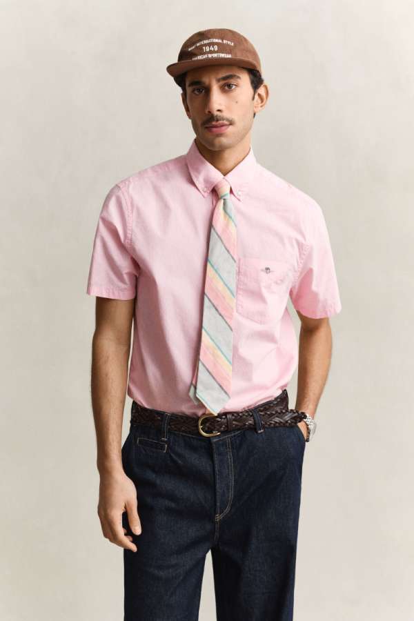 ING GANT REG CASSIC POPIN SS SHIRT WASHED PINK