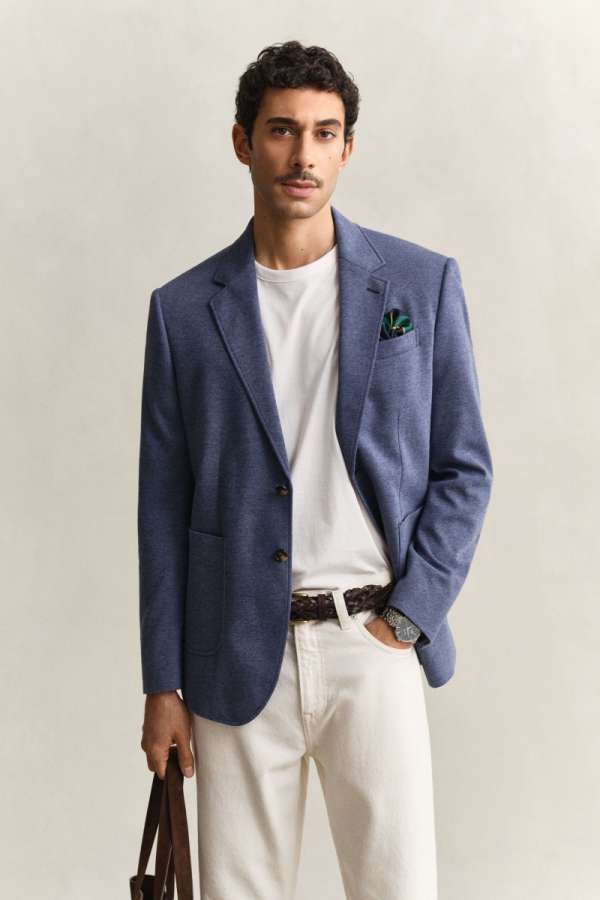 ZAKÓ GANT TWO-TONE JERSEY PIQUE BLAZER SALTY SEA