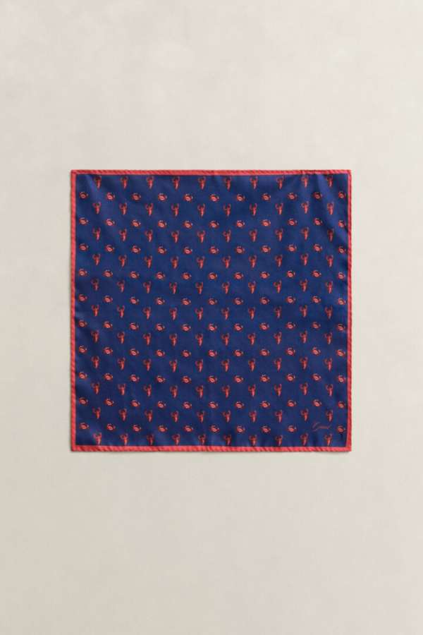ZSEBKENDŐ GANT CRAB PRINT POCKET SQUARE RICH NAVY