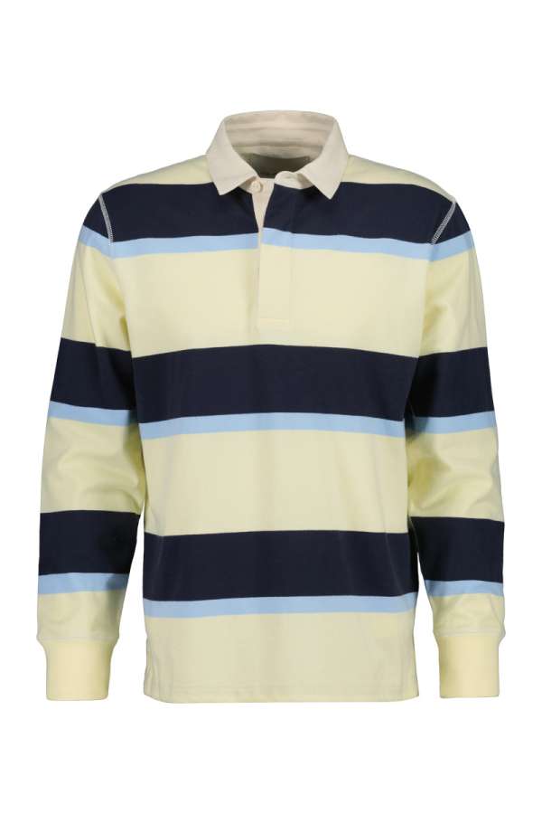 PÓLÓ GANT BLOCKED STRIPE RUGGER VANILLA YELLOW