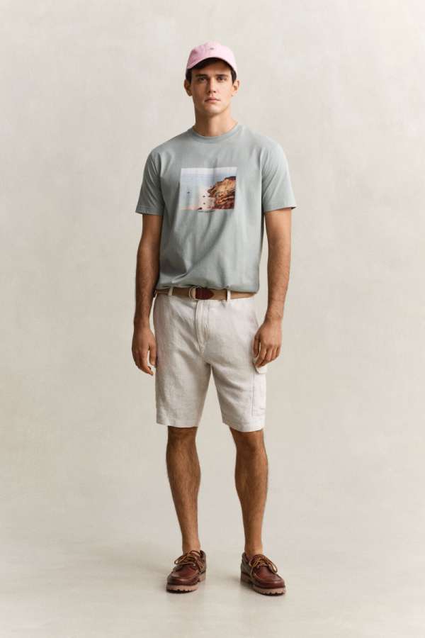 RÖVIDNADRÁG GANT REG LINEN CARGO SHORTS SAND