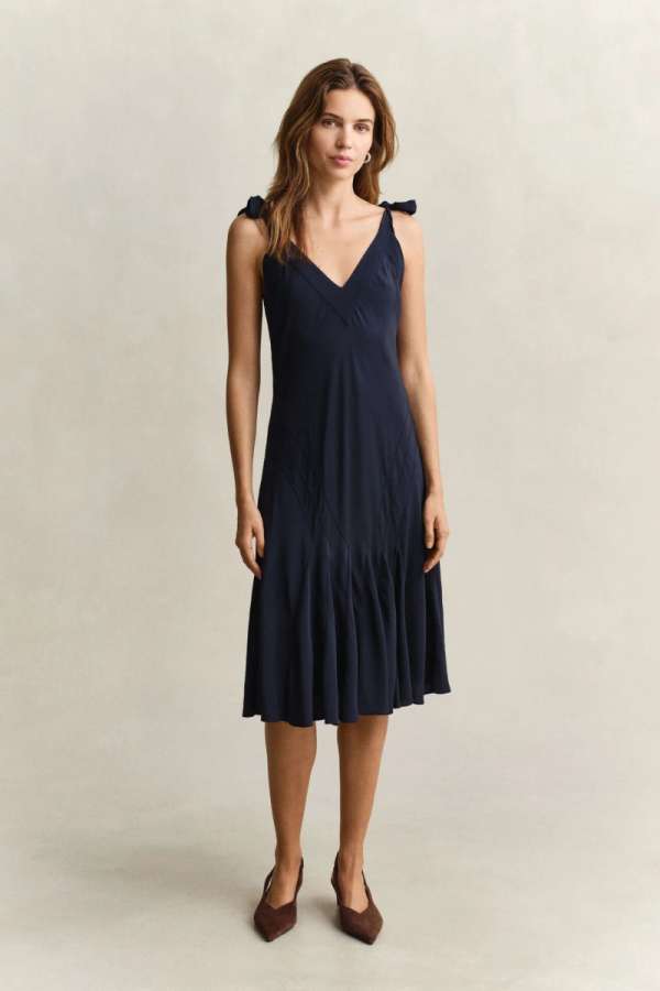RUHA GANT BIAS CUT SLIP DRESS EVENING BLUE