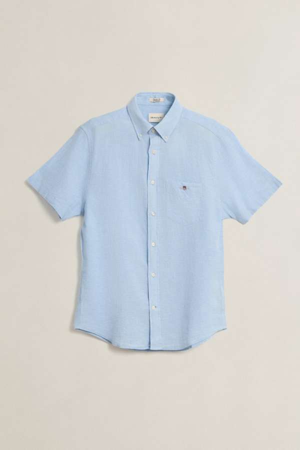 ING GANT REG COTTON LINEN  HIRT KY BLUE