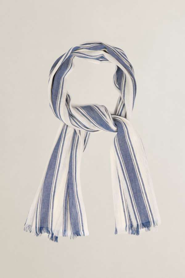 SÁL GANT STRIPED LINEN SCARF CREAM