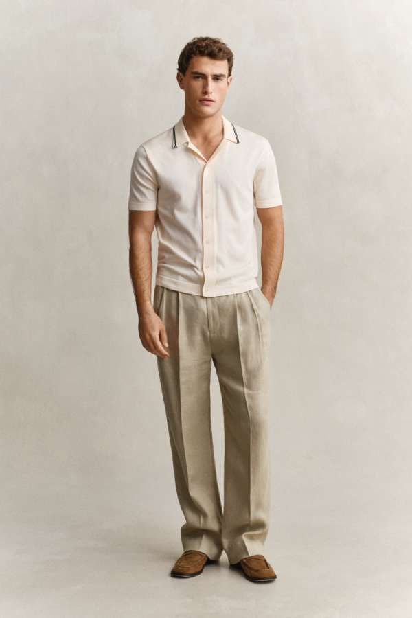 NADRÁG GANT LINEN SUIT PANTS FADED BEIGE