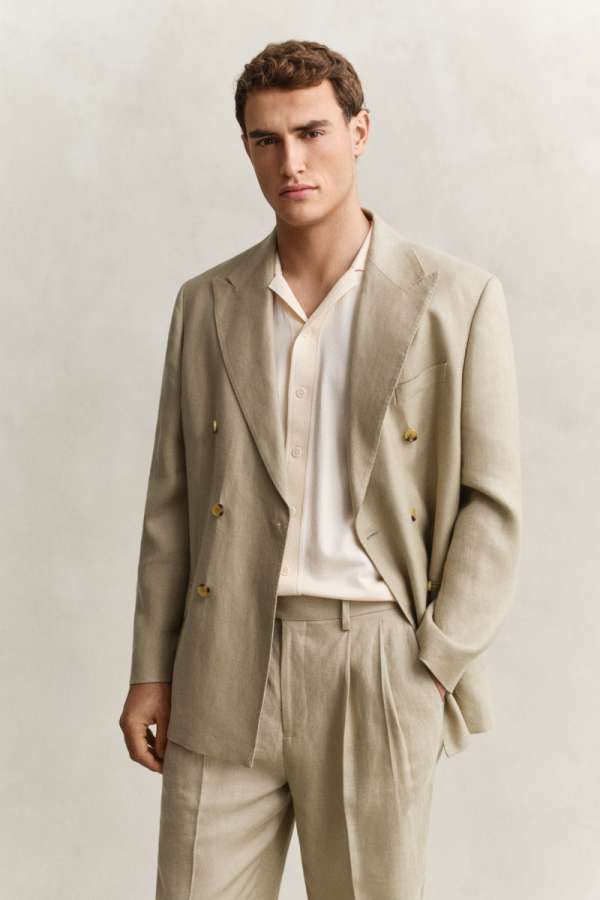 ZAKÓ GANT DB LINEN SUIT JACKET FADED BEIGE