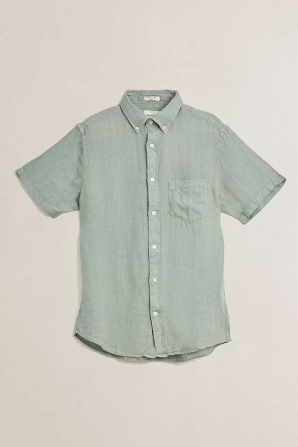 ING GANT REG GNT DYED LINEN SS SHIRT CERAIC GREY