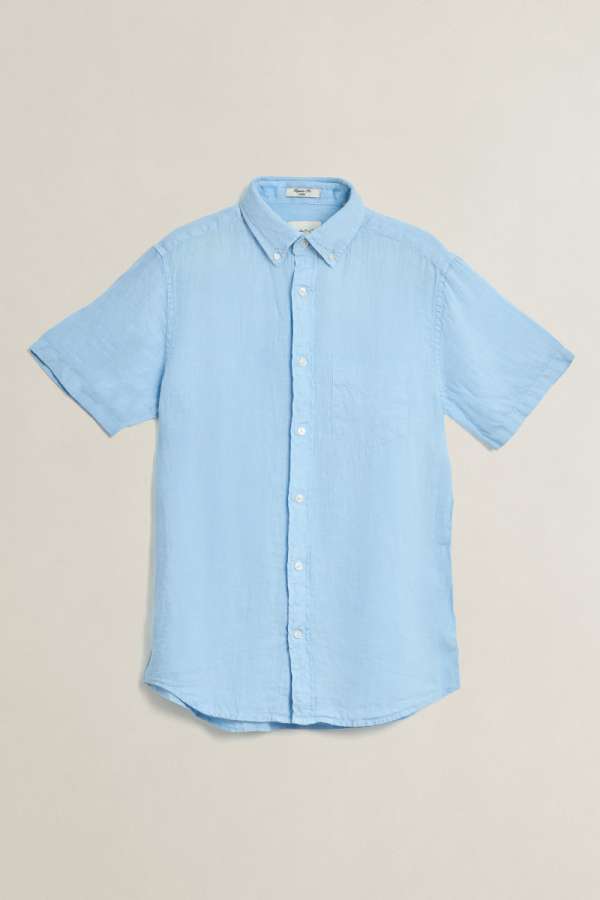 ING GANT REG GMNT DYED LINEN  HIRT KY BLUE