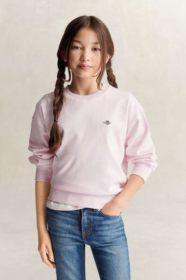 MELEGÍTŐFELSŐ GANT SHIELD OVERSIZE CREW NECK SWEATSHIRT LIGHT PINK
