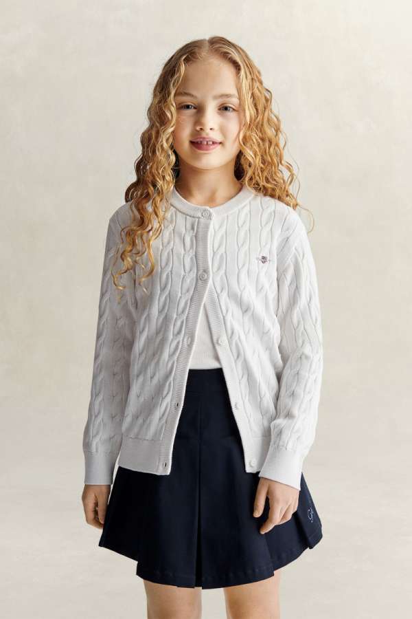KARDIGÁN GANT SHIELD CABLE KNIT CARDIGAN WHITE
