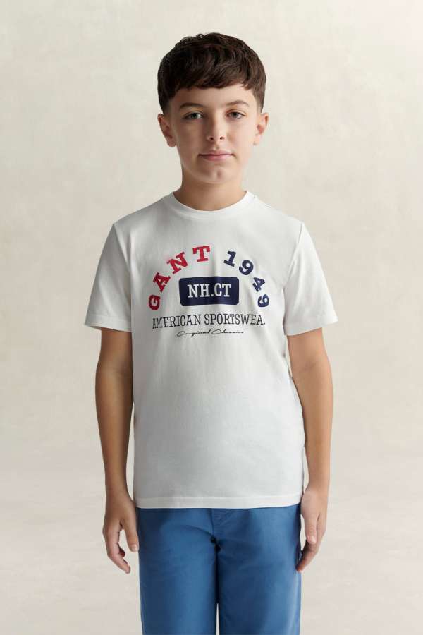 PÓLÓ GANT AMERICAN SPORTSWEAR GRAPHIC SS T-SHIRT WHITE