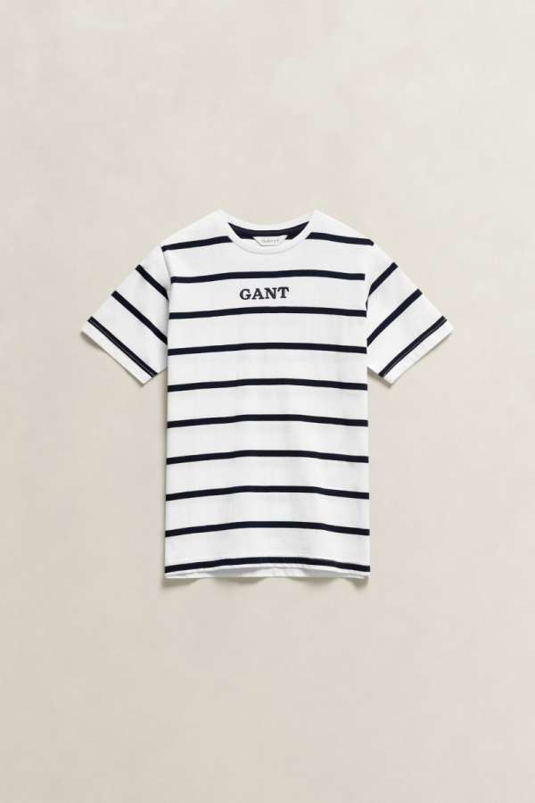 PÓLÓ GANT GRAPHIC STRIPE SS T-SHIRT WHITE