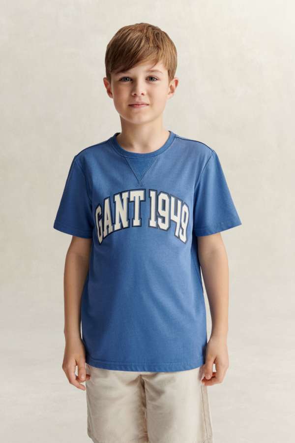 PÓLÓ GANT ARCH PRINT SS T-SHIRT VINTAGE BLUE