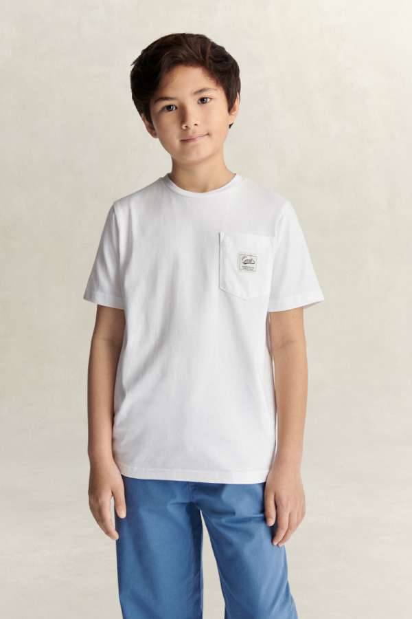 PÓLÓ GANT BADGE POCKET SS T-SHIRT WHITE