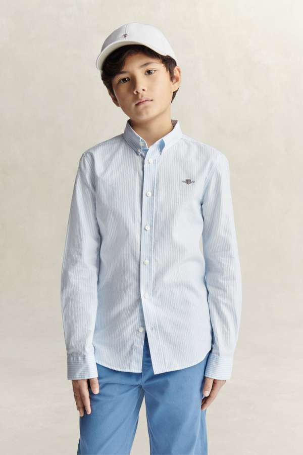 ING GANT SHIELD OXFORD STRIPE SHIRT SKY BLUE