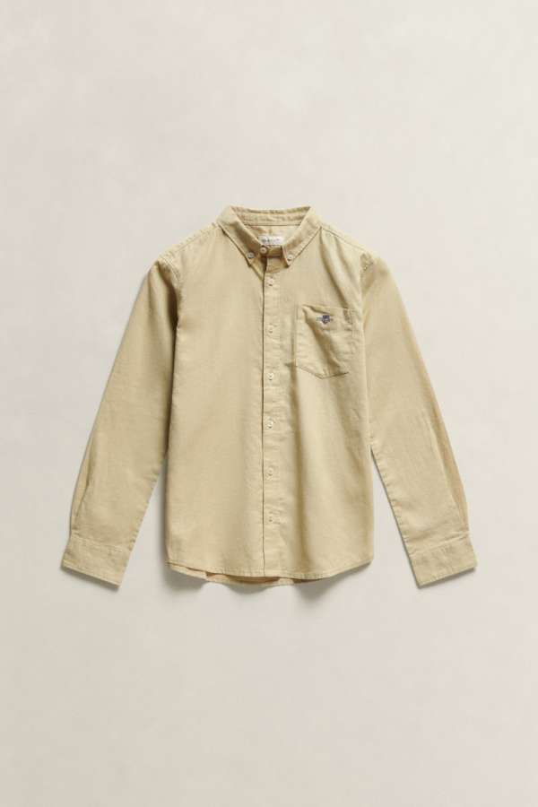 ING GANT SHIELD LINEN BLEND SHIRT OAT BEIGE