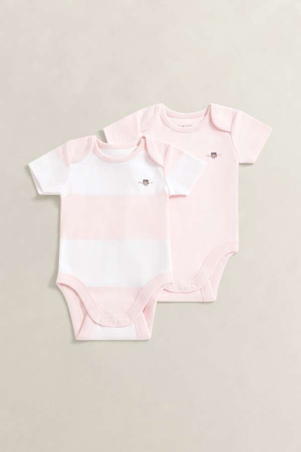 GYEREK SZETT GANT 2 PACK SS STRIPED ROMPER LIGHT PINK