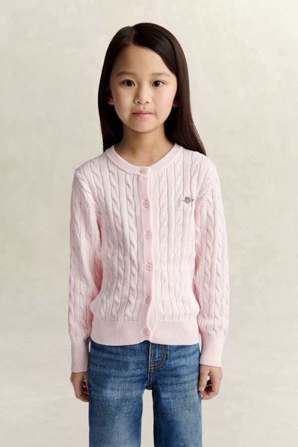 KARDIGÁN GANT SHIELD CABLE KNIT CARDIGAN LIGHT PINK