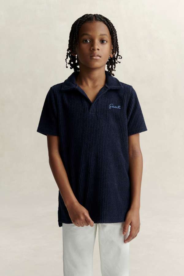 PÓLÓ GANT REVERE COLLAR TOWELLING POLO EVENING BLUE