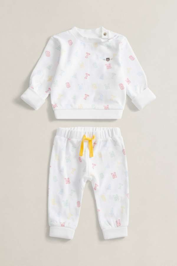 GYEREK SZETT GANT PRINTED CREW AND JOG SET WHITE