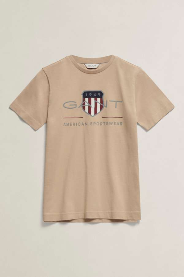 PÓLÓ GANT ARCHIVE SHIELD SS T-SHIRT OAT BEIGE