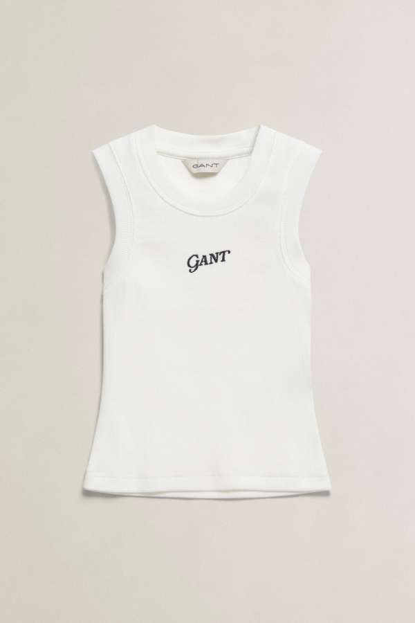 PÓLÓ GANT LOGO RIB VEST WHITE