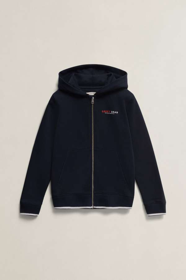 MELEGÍTŐFELSŐ GANT COLLEGIATE GRAPHIC FULL ZIP HOODIE EVENING BLUE