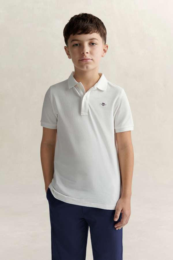 PÓLÓ GANT SHIELD PIQUE SS POLO SHIRT WHITE