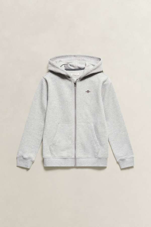 MELEGÍTŐFELSŐ GANT SHIELD FULL ZIP HOODIE GREY MELANGE