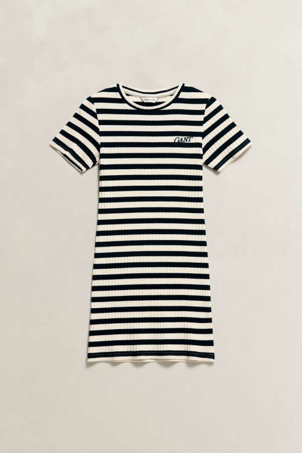 RUHA GANT STRIPED RIB T-SHIRT DRESS EVENING BLUE
