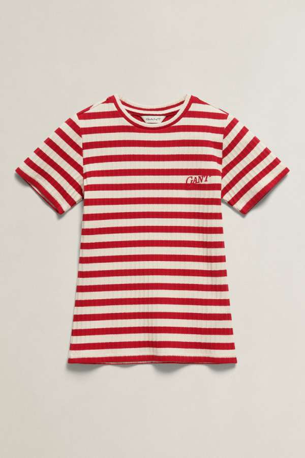 PÓLÓ GANT TEXTURED STRIPE TEE RUBY RED