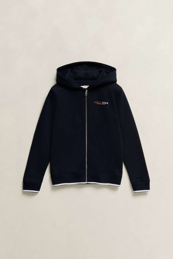 MELEGÍTŐFELSŐ GANT COLLEGIATE GRAPHIC FULL ZIP HOODIE EVENING BLUE