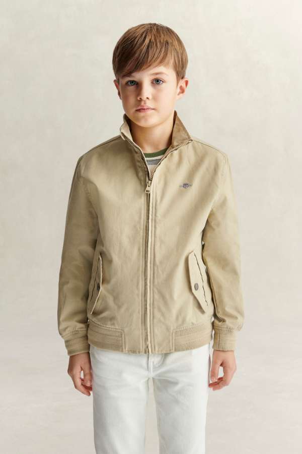 DZSEKI GANT LIGHTWEIGHT HARRINGTON JACKET OAT BEIGE