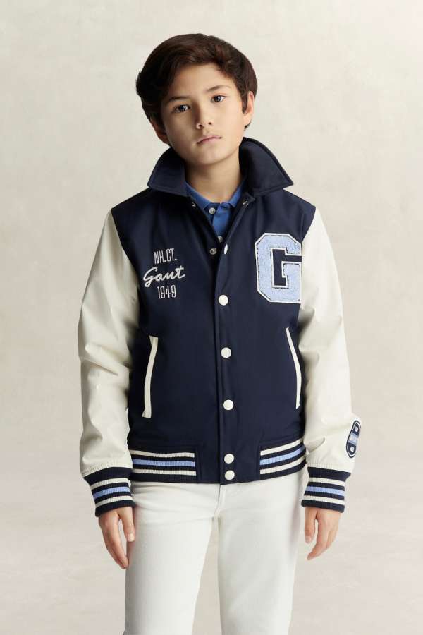 DZSEKI GANT GRAPHIC VARSITY JACKET EVENING BLUE