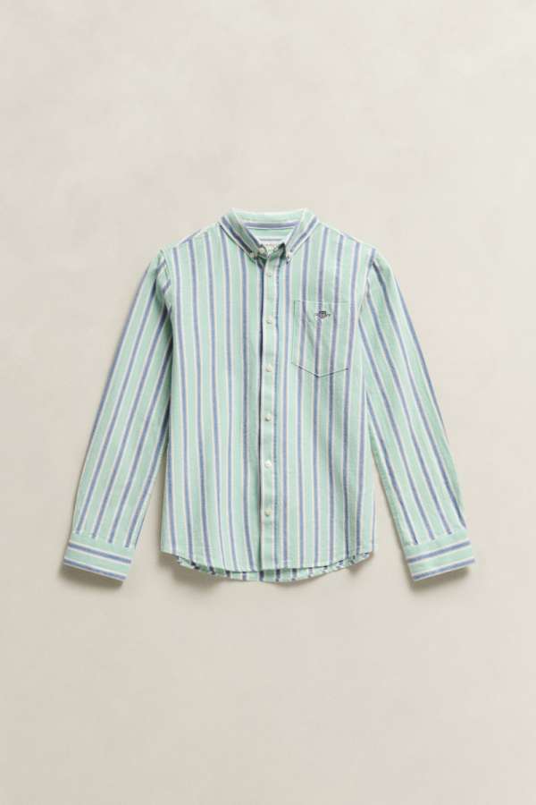 ING GANT SEASONAL STRIPE SHIRT WASHED TURQUOISE
