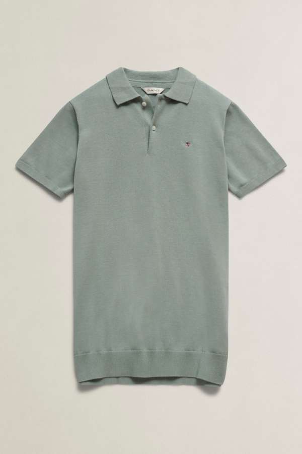 PULÓVER GANT SHIELD KNITTED SS POLO CERAMIC GREY
