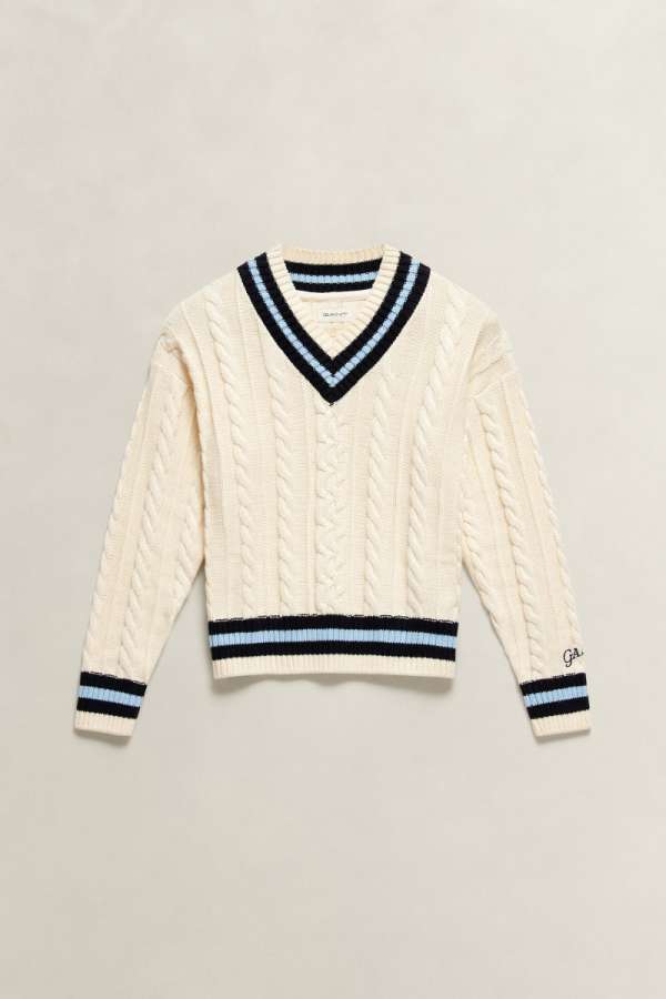 PULÓVER GANT CABLE KNIT CRICKET JUMPER CREAM