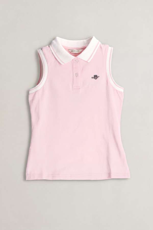 PÓLÓ GANT SHIELD SLEEVELESS POLO TOP LIGHT PINK