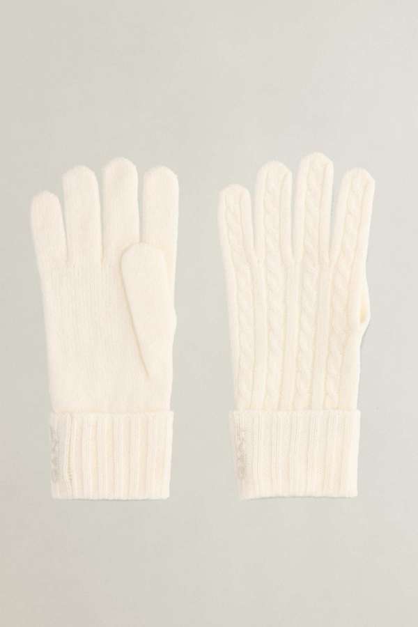 KESZTYŰ GANT WOOL CABLE GLOVES CREAM