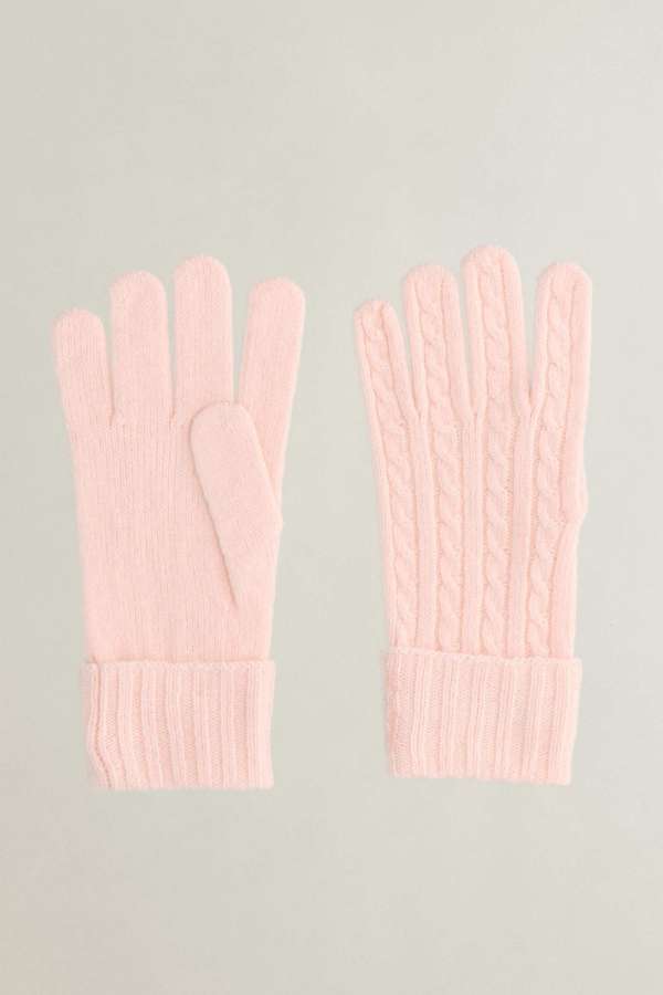 KESZTYŰ GANT WOOL CABLE GLOVES REFINED PINK