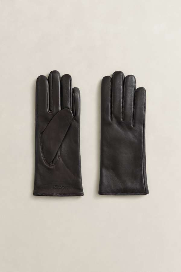 KEZTYŰ GANT CAHMERE LINED LEATHER GLOVE DEEP BROWN