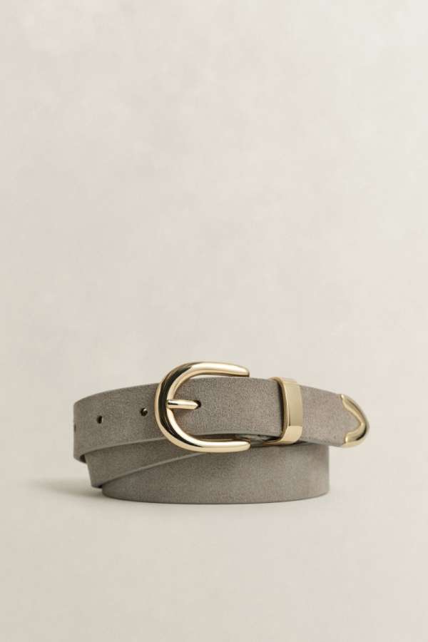 ÖV GANT SUEDE METAL TIP BELT GREY