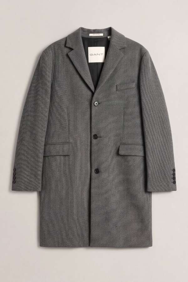 KABÁT GANT CLAIC TWO-TONE WOOL COAT BLACK GREY