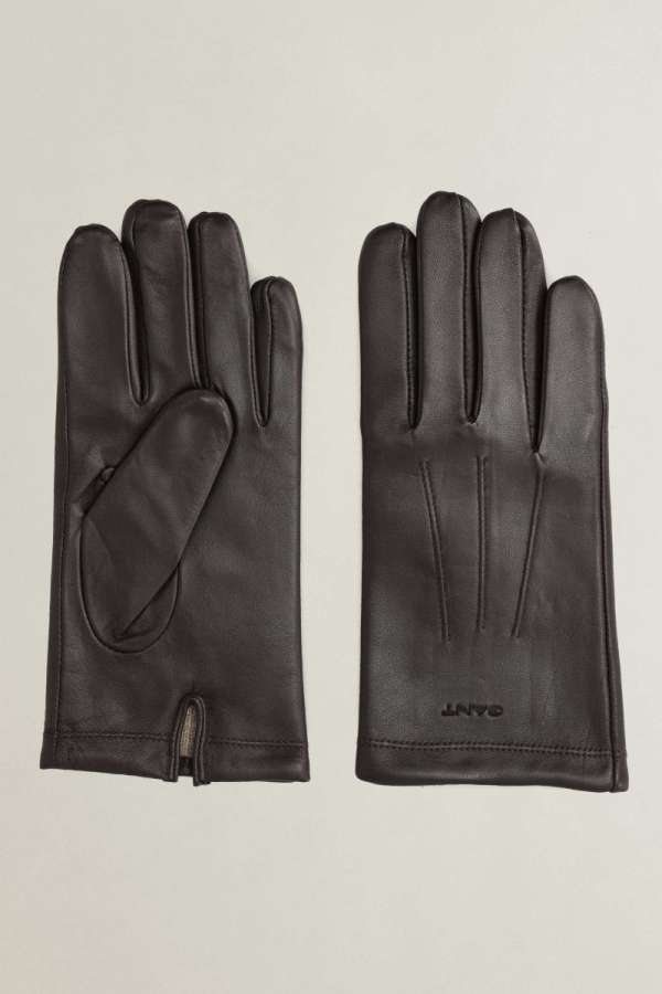 KESZTYŰ GANT CASHMERE LINED LAMBSKIN GLOVES DEEP BROWN