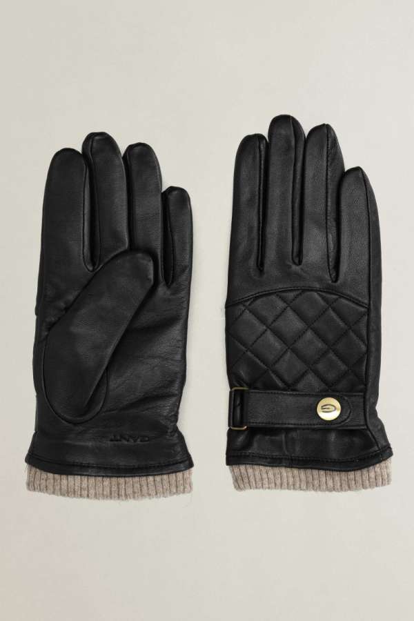 KESZTYŰ GANT LAMBSKIN QUILTED GLOVES BLACK