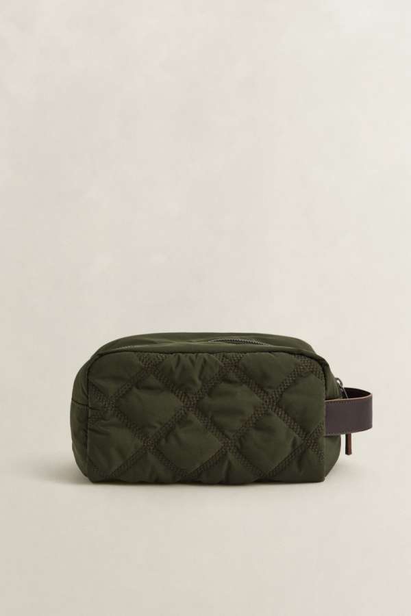 WASH BAG GANT QUILTED WASHBAG DARK MOSS GREEN