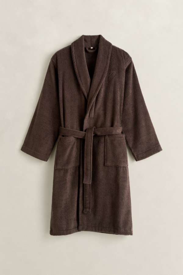 FÜRDŐKÖPENY GANT EMBROIDERY ROBE DEEP BROWN