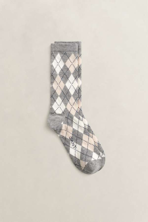 ZOKNI GANT ARGYLE CHECK SOCKS DARK GREY MELANGE